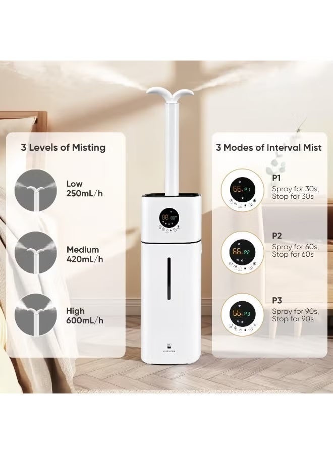 ET-LIFE 16L 3-Speeds Humidifier for Larger Room Humidifier, Auto Shut-Off Cool Mist Top Fill Humidifier with UV disinfection 65W BE-J008 White - Image 3
